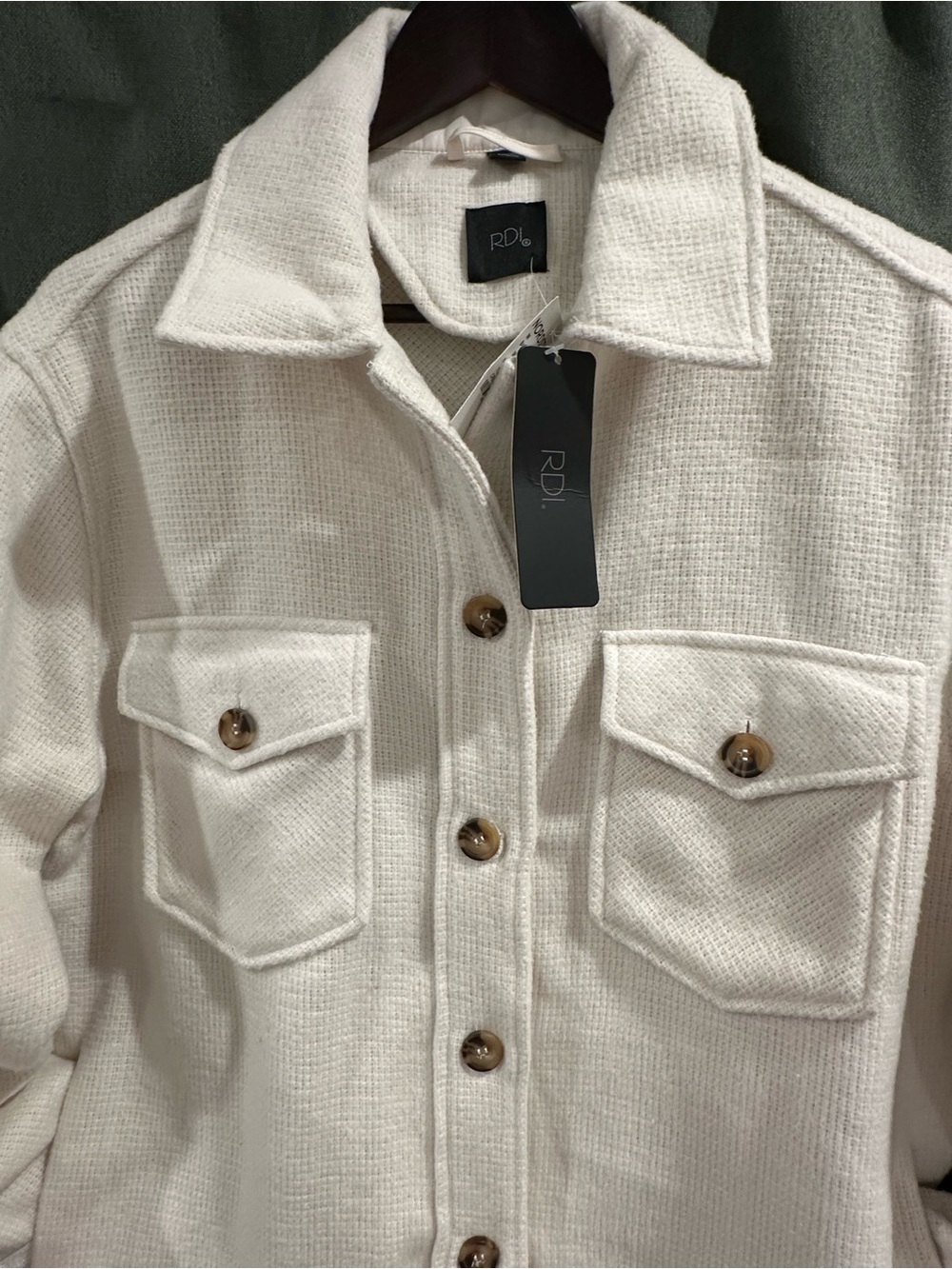 RDI Cream Button-Front Shacket Jacket - Picture 6 of 6